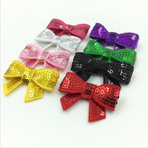 10pcs/lot 8colors 5cm DIY Shiny Sequin Bows Knot Without Clips Fashion Applique Headband Bows For Kids Girls Hair Accessories ► Photo 1/6