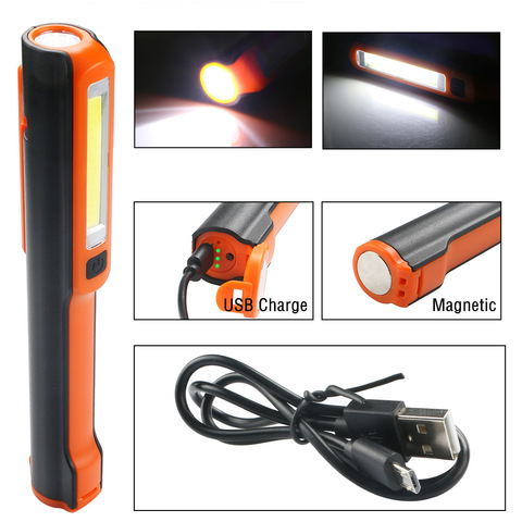 USB Rechargeable COB LED Flashlight Work Light Torch Magnetic Pocket Lamp Penlight Outdoor Camping Lantern Hunting 18650 Battery ► Photo 1/1