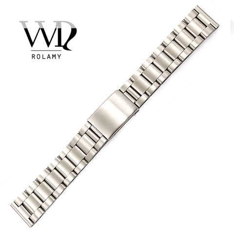 Rolamy Watch Band 17 18 19 20mm 316L Stainless Steel Silver Brushed Strap Old Style Oyster Bracelet Straight End Screw Links ► Photo 1/6