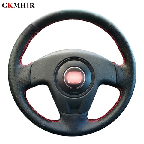 DIY Artificial Leather Steering Wheel Cover Hand-Stitched Black Car Steering Wheel Cover for Seat Ibiza 2004 2006 ► Photo 1/6