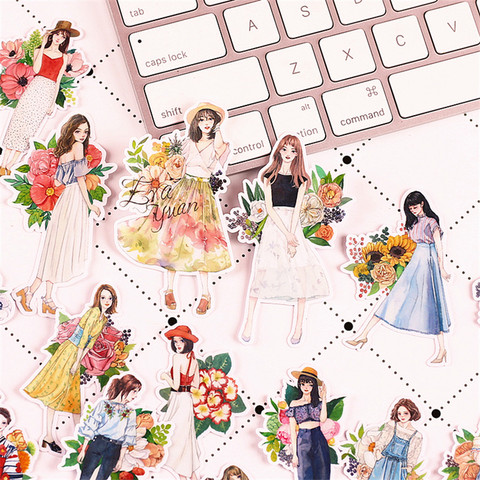 20pcs Creative Cute  Self-made Mori Girls flowers Scrapbooking Stickers /Decorative Sticker /DIY Craft Photo Albums ► Photo 1/3