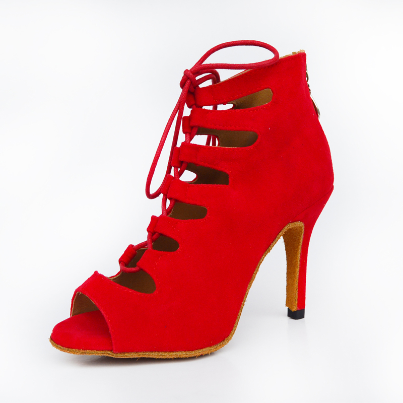 Women Suede Latin Salsa Ballroom Dance Shoes 6-10CM High Heels All Size 