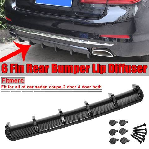 Universal Carbon Fiber ABS 6 Fin Car Rear Bumper Lip Diffuser