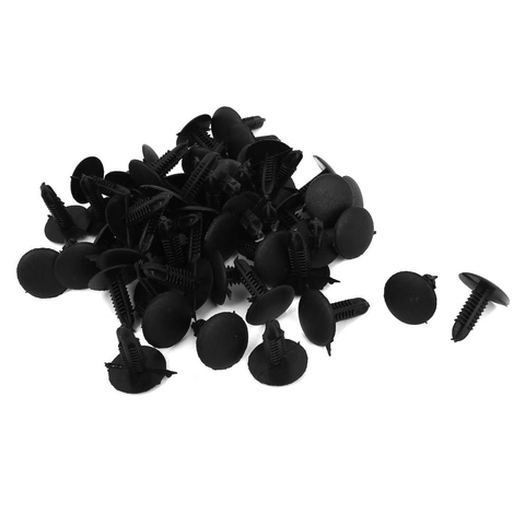 AUTO -5mm x 5mm Hole Dia Black Plastic Rivets Fastener Push Clips 48 Pcs ► Photo 1/3