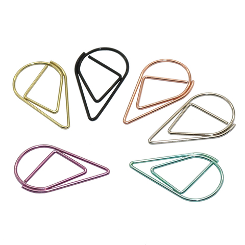 60 Pcs 6 Colors Metal Material Drop Shape Paper Clips Funny Kawaii Bookmark Office Shool Stationery Marking Clips ► Photo 1/6