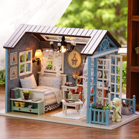 CUTEBEE DIY Doll House Wooden Doll Houses Miniature Dollhouse Furniture Kit with LED Toys for Children Christmas Birthday Gift ► Photo 1/6