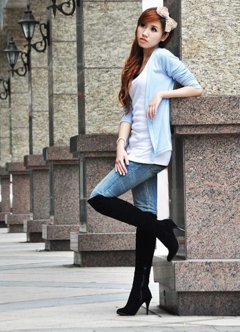 Big Size Women's Spring/Autumn Winter Folding Over Knee Boots Sexy Thin High Heel Boots Fashion Pointed toe Boots Women Shoes858 ► Photo 1/6