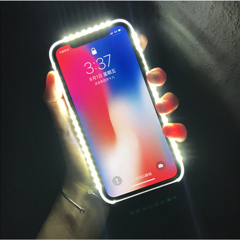 Luxury Luminous Phone Case For iPhone 6 6s 7 8 Plus X 11 Pro Perfect Selfie Light Up Glowing Case Cover For iphone XS MAX case ► Photo 1/6