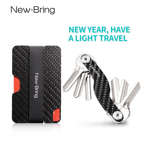 NewBring Minimalist Carbon Fiber Suit Bag Set: Card Holder+Key Holder  Slim Light RFID Wallet Durable Key Organizer ► Photo 1/1