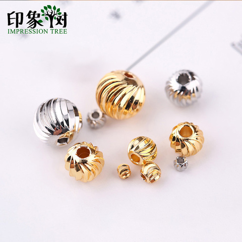 Various Specifications Gold/Silver Spiral Pattern Copper Beads Charms Accessories For DIY Jewelry Making Bracelet 27067 ► Photo 1/6