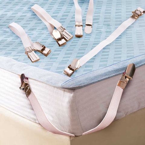 4pcs/Set Chrome Metal Bed Sheet Clips Strong Elastic Band Holder Bed Sheet Fasteners Clip Grippers Mattress ► Photo 1/5