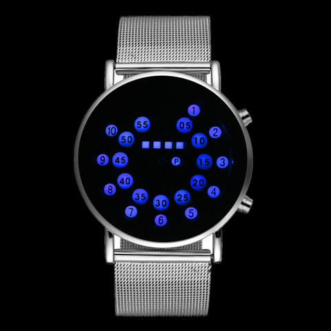 LED Fashion Cool Digital Watch Men Watches Luxury Mesh Binary Watches Male Digital Hour Clock Montre Homme Masculino Relojes ► Photo 1/6
