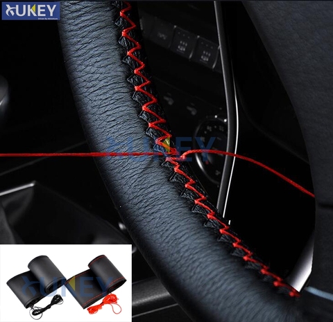 DIY Steering Wheel Covers Soft Leather Braid On Steering-Wheel Car Auto With Needle And Thread Interior Styling Accessories ► Photo 1/6