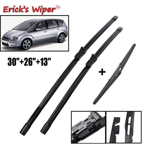 Erick's LHD Wiper Front Rear Wiper Blades Set For Ford S-max 2009-2015 Windshield Windscreen Front Rear Window 30