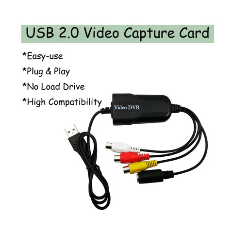 USB 2.0 Video Capture Card No Need to Install the Drive CVBS/AV & S-Video to USB 2.0 Use for VHS Cameras DVD Support Windows 10 ► Photo 1/6