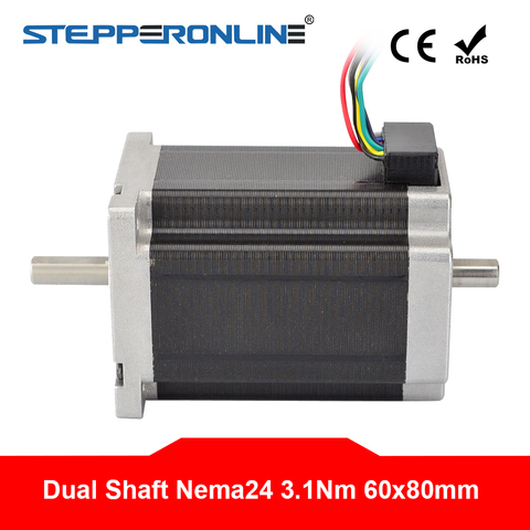 Nema 24 Stepper Motor 3.1Nm/439oz.in 3A 8-wire 8mm Dual Shaft CNC Mill Lathe Laser Router ► Photo 1/4