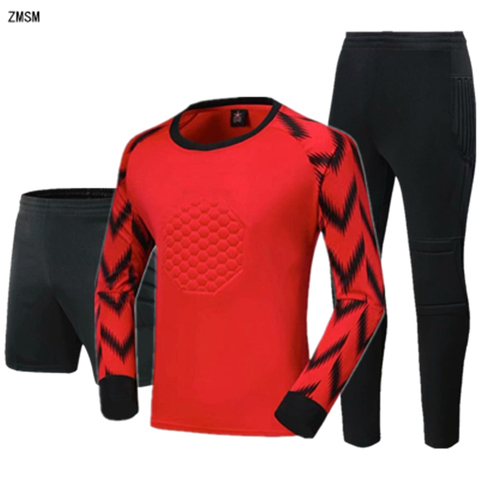 Kids Adult Goalkeeper Soccer Jersey Set Child Men Goalkeeper Shirt Pants & Shorts Kit Sponge Protection Goalie Football Uniform ► Photo 1/6