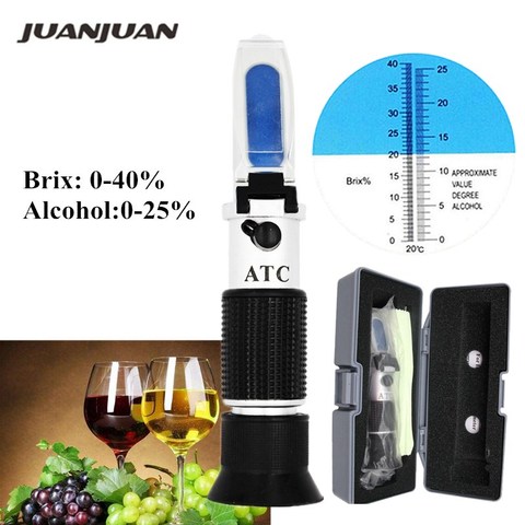 Retail Box Specific Gravity 0-40% Brix Alcohol Refractometer Tester for Wort Beer Wine Grape Sugar ATC Set Sacc 47% off ► Photo 1/6