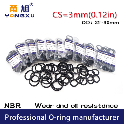 20PCS/lot Black NBR Sealing O-Ring 3mm Thickness 21/22/23/24/25/26/27/28/29/30mm OD O Ring Seal Rubber Gasket Rings Washer ► Photo 1/1