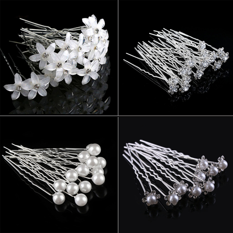 50/20 pcs/pack Women Flowers Hairpin Stick Wedding Bridal Crystal Flowers Hairpin U Shaped Hair Clip Hair Accessories Wholesale ► Photo 1/6