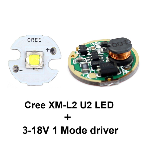 16MM  XM-L2 U2 LED Star Cool white + 17mm 1 Mode 3-18V flashlight torch Circuit Board  XM-L/  XML2 Driver Board ► Photo 1/5