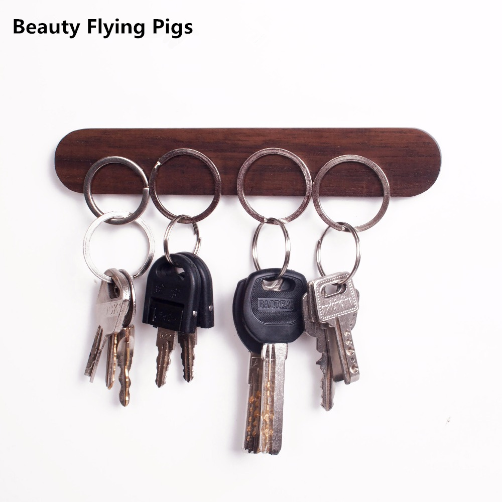 Wood Key Holder Wall Key Storage Organizer Strong Magnetic Key