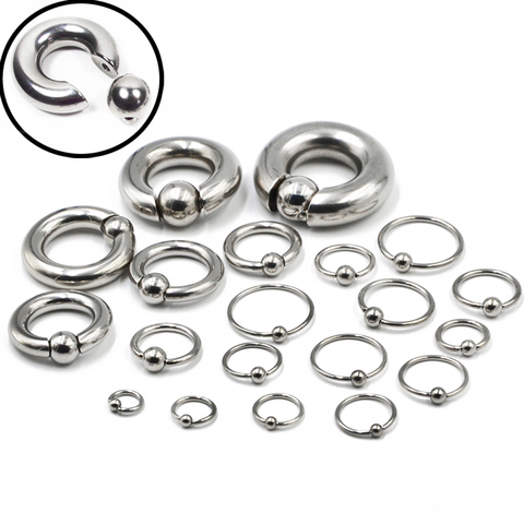1 Piece Big Stainless Steel Captive Hoop Rings BCR Eyebrow Tragus Ear Piercing Nose Closure Nipple Bar Lips Large Body Jewelry ► Photo 1/6