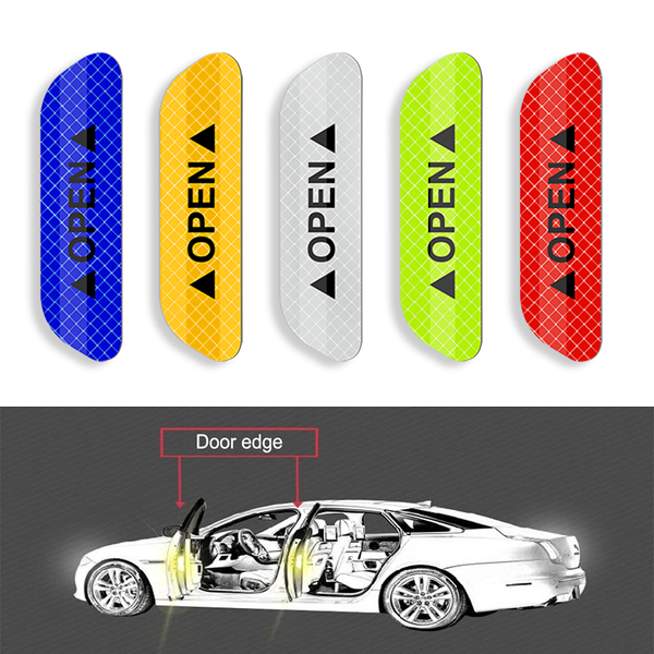 4Pcs Car Door Open Sticker Reflective Tape Safety Warning Decal Z ox 