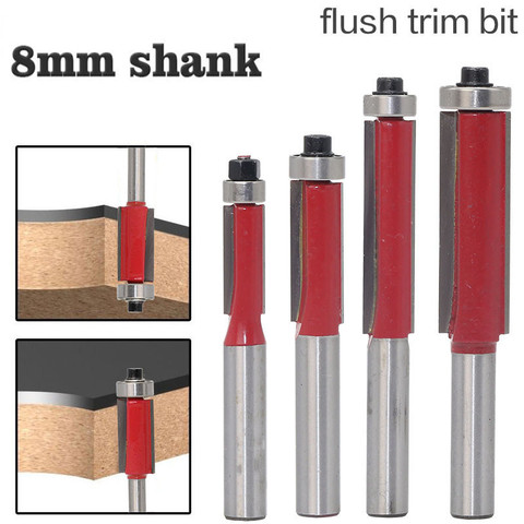 1Pc 8mm Shank Flush Trim Router Bit With Top Bearing Carbide Straight Milling Cutters Woodworking Tools Cheap Price ► Photo 1/6