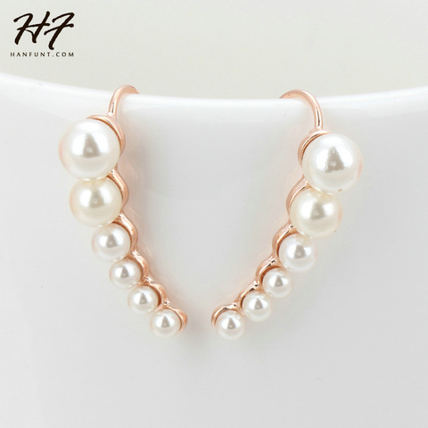 Special Peas Shaped Ear Cuff Earrings for Women Rose White Gold Color Pearls Fashion Jewelry Xmas gift E499 E504 ► Photo 1/6