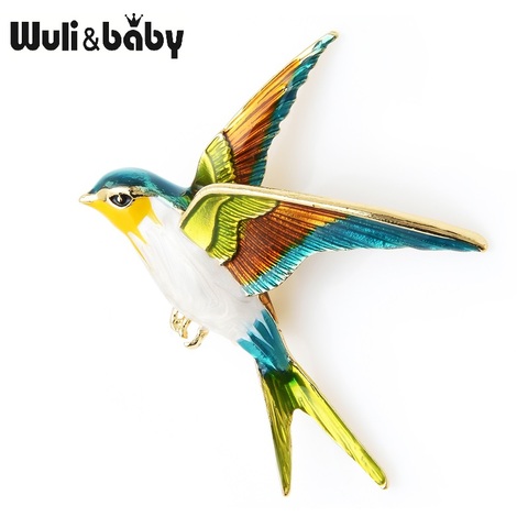 Wuli&Baby Enamel Flying Swallow Brooch Pins For Women Animal Bird Broche Jewelry Gift ► Photo 1/6