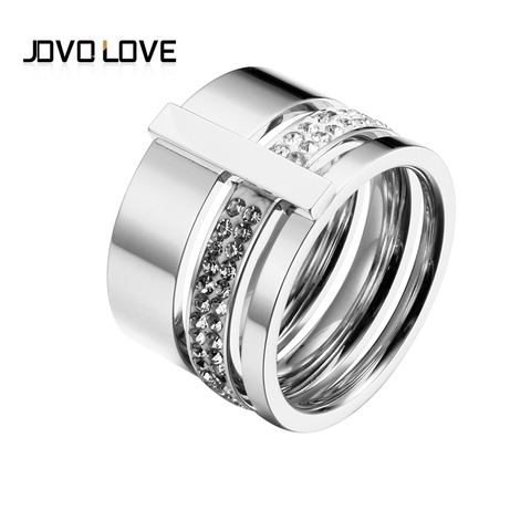 Trendy Brand Three Layers 316L Stainless Steel Crystal Rings For Women Rings Jewelry Fashion Engagement Gift Female Rings ► Photo 1/6