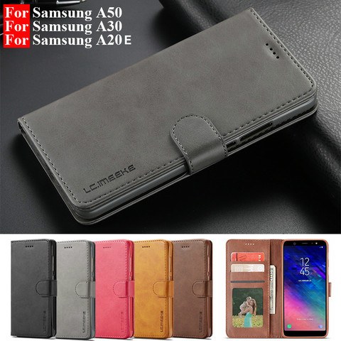 Leather Flip Case For Samsung A70 A51 A50 A30 A20E Case For Galaxy A6 A7 A8plus A9 J4 J6 2022 S8 S10Lite S9 S7 Note9 cover coque ► Photo 1/6