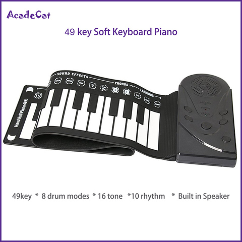 Free shipping 49 key hand roll electronic piano portable folding soft Flexible keyboard roll up piano with speaker ► Photo 1/6