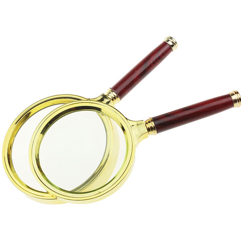 1Piece 80mm 90mm Handheld Reading 10X Magnifier Watch Phone Repair Magnifying Glass Imitation Wood Handle Lupa Loupe ► Photo 1/5