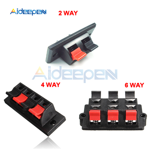 5Pcs/lot 2/4/6 Positions Way Connector Terminal Push in Jack Spring 2/4/6 Pin Load Audio Speaker Terminals ► Photo 1/6