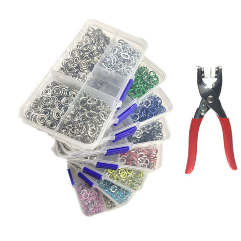 100sets/box 9.5mm Metal Prong Snap Press Stud Buttons Open Ring Buckles Baby Button Press Rivets Poppers with Pliers Tool ► Photo 1/6