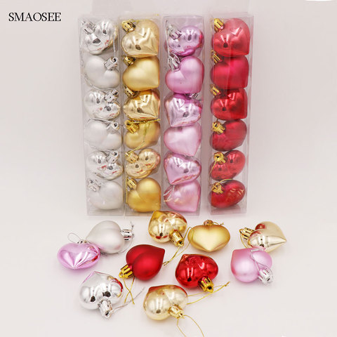 Natal 6PCS/Pack Heart Christmas Pendant Balls Christmas Tree Decoration XMAS Party Ornaments 2022 Christmas Decorations For Home ► Photo 1/6