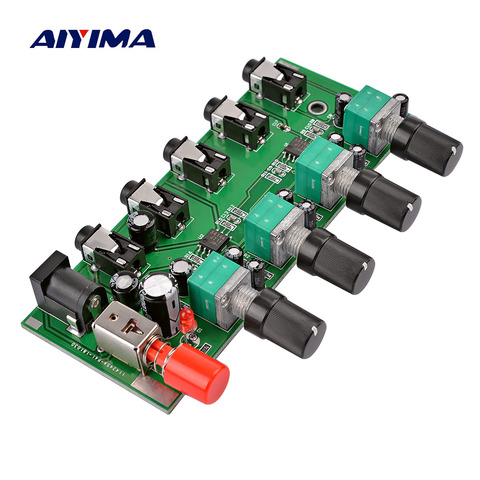 AIYIMA 4 Ways Stereo Audio Mixer Board Drive headphone amplifier Mixing Board DIY NJM3414 Four inputs one output ► Photo 1/6