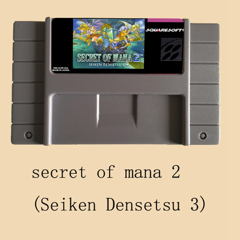 Secret of mana 2 (Seiken Densetsu 3) 16 bit Big Gray Game Card For USA NTSC Game Player ► Photo 1/1