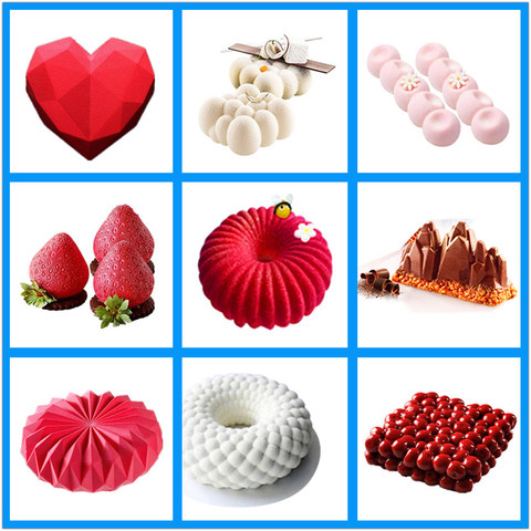 SHENHONG Pop Cake Decorating Mold 3D Silicone Molds For Baking Heart Round Cakes Brownie Mousse Make Dessert Pan Chocolate Tools ► Photo 1/6