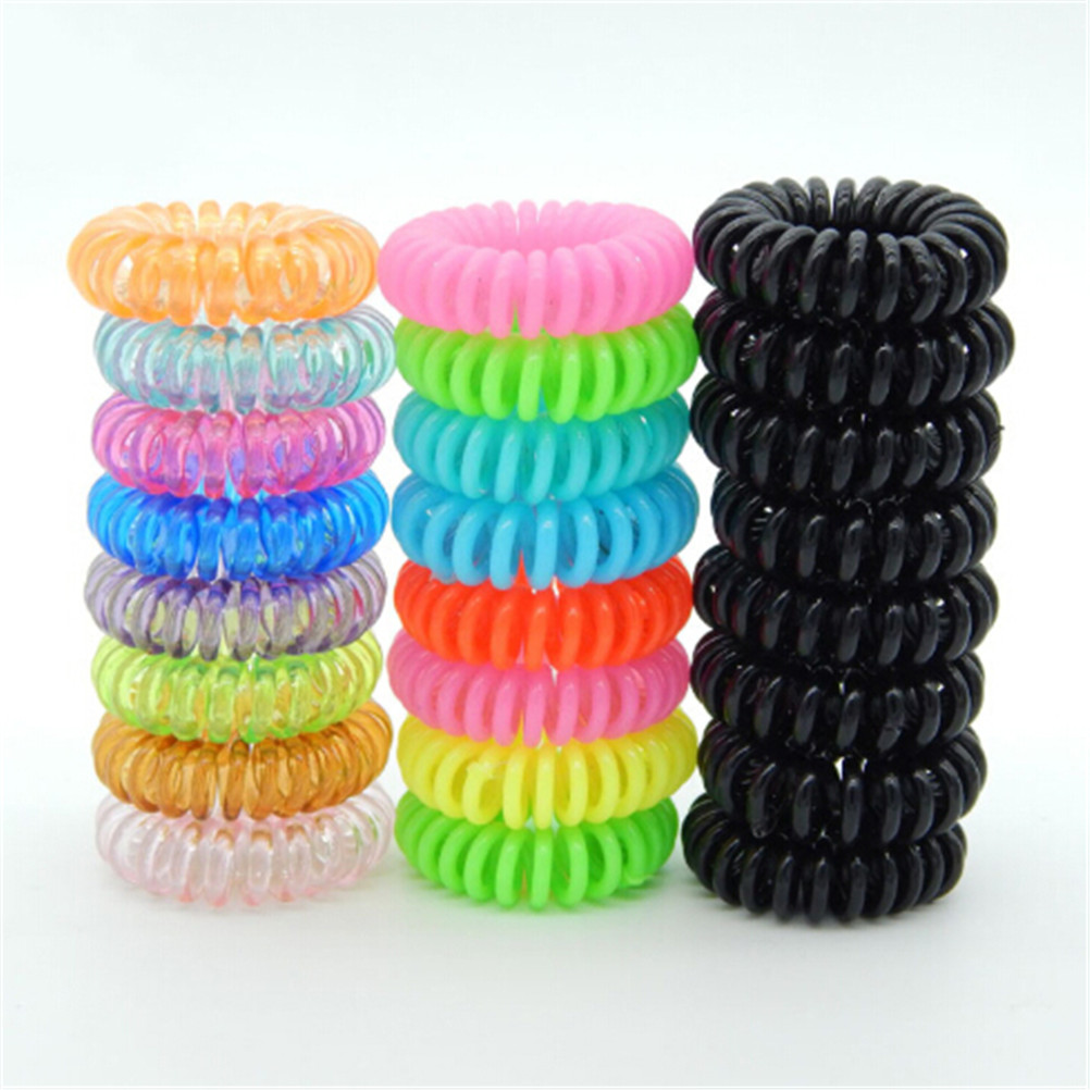 10pc Beautiful Girl Elastic Rubber Hair Ties Band Rope Ponytail Holder Spiral OD 