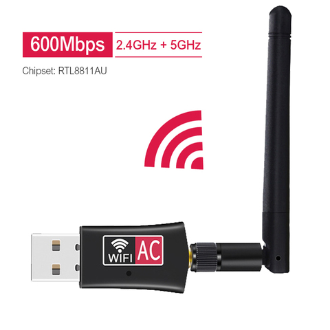 Wireless USB wifi Adapter AC600 Dual Band 600Mbps 2.4GHz 5GHz WiFi with Antenna PC Computer Network Card Receiver 802.11b/n/g/ac ► Photo 1/5