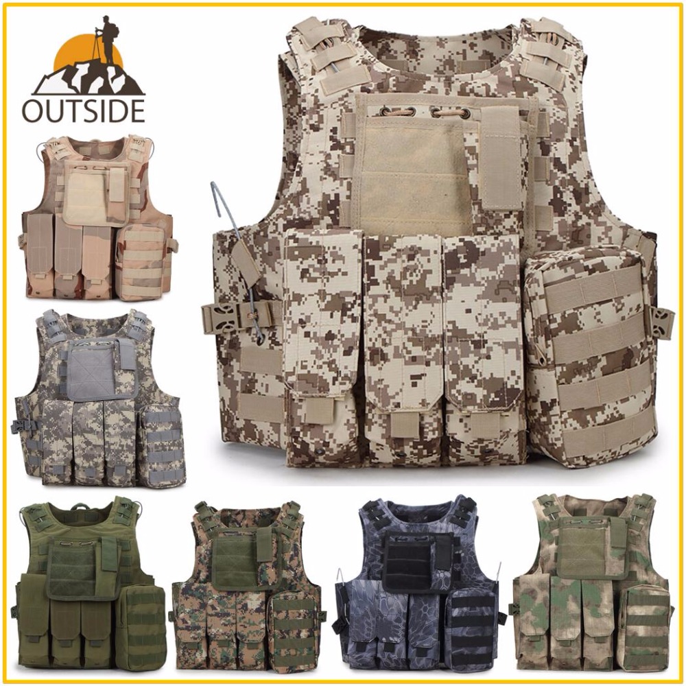 Tactical Vest Men Hunting Tactical Military Vest Camouflage Body Molle Armor UK 