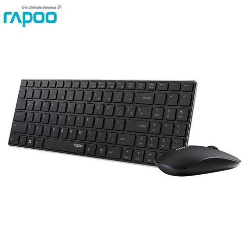 Rapoo 9300M 4.9mm Ultra Slim Portable Mute Wireless Keyboard and Mouse Combo support Bluetooth 3.0/4.0 & 2.4G Connect 3 Devices ► Photo 1/6