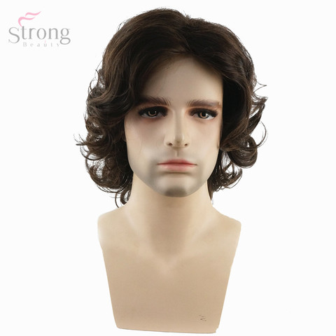 StrongBeauty Men Wig Brown Medium Curly Synthetic Natural Full Wigs ► Photo 1/6