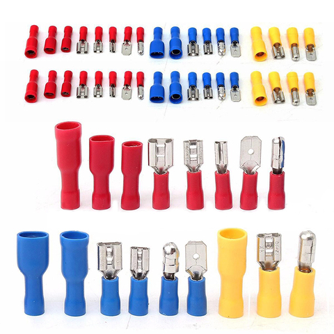 120pcs Full Insulated Fork U-type Set Terminals Connectors Assortment Kit Electrical Crimp Spade Ring 22-10AWG ► Photo 1/5