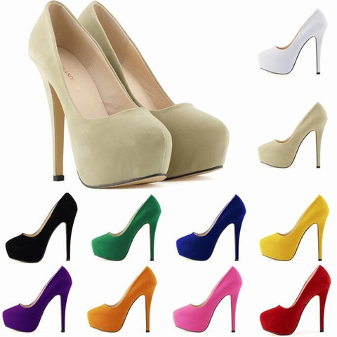 women pumps flock 14cm high heels women shoes Pointed Toe Thin Heels valentine Wedding Dress Shoes luxury designer ► Photo 1/6