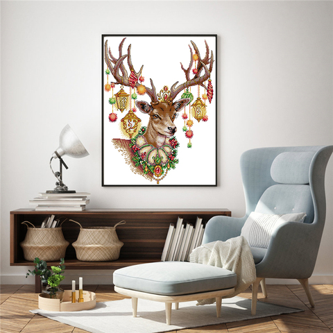 Antlers Patterns Animal Painting Counted Cross Stitch kit Printed on Canvas Embroidery DMC 11CT 14CT Chinese Needlework Set ► Photo 1/6