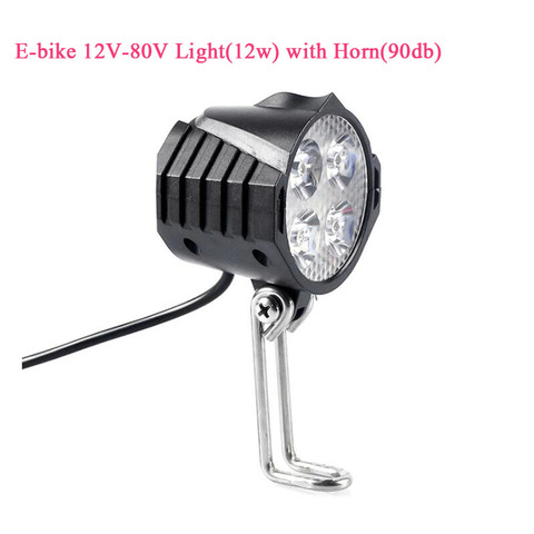 Ebike E-Bike 12V 24V 36V 48V 60V 72V Electric Bicycle Light with Horn Waterproof High Quality Headlight Horn Set Front Headlight ► Photo 1/6